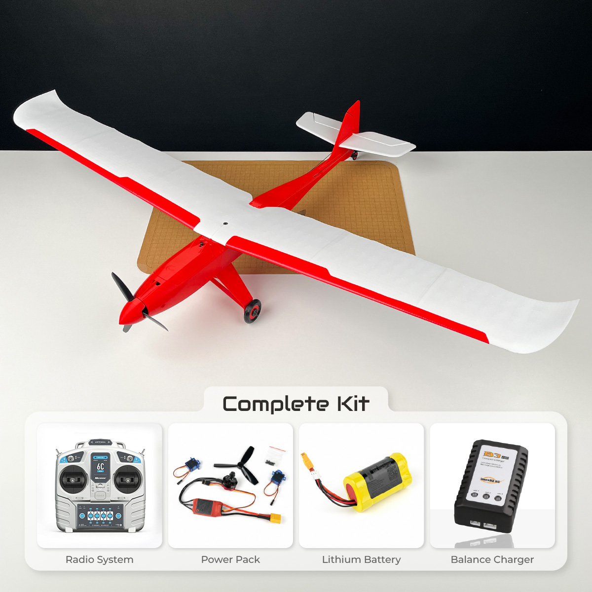 Stick 1000 mm 3ch RC Trainer Plane Complete Kit